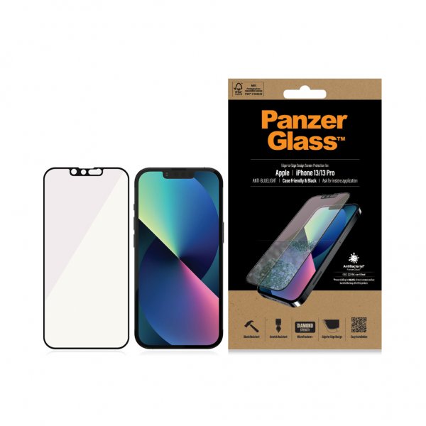PanzerGlass iPhone 13/iPhone 13 Pro Skærmbeskyttelse Edge-to-Edge Anti-Bluelight