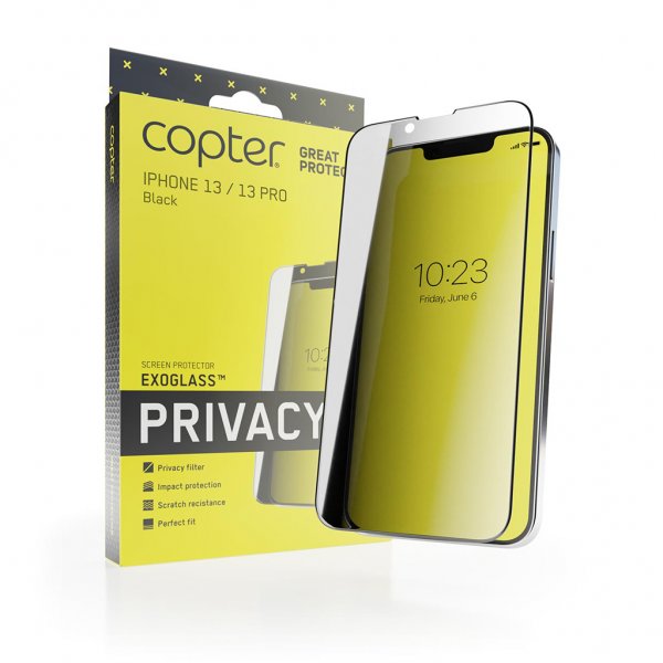 Copter iPhone 13/iPhone 13 Pro Skærmbeskyttelse Exoglass Curved Privacy
