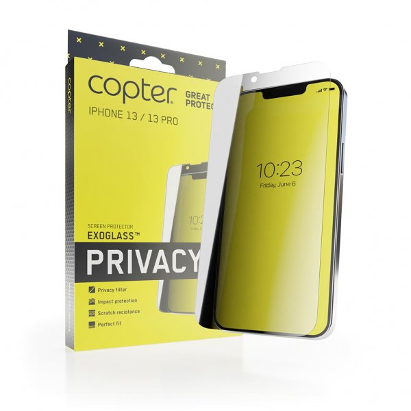 Copter iPhone 13/iPhone 13 Pro Skærmbeskyttelse Exoglass Flat Privacy