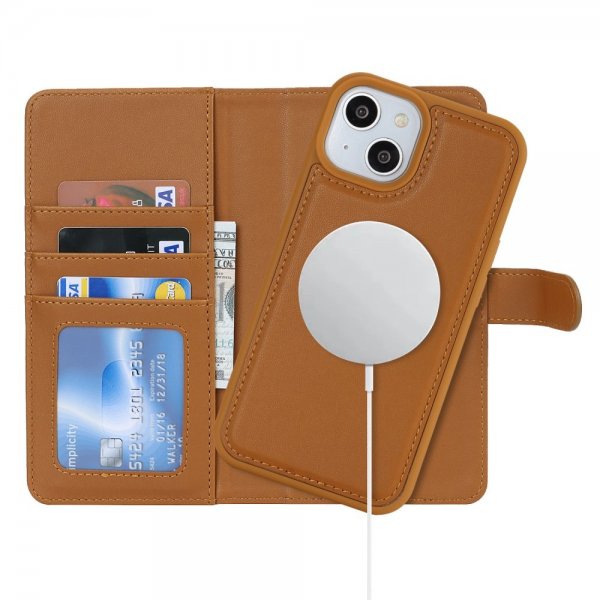 iPhone 13/iPhone 14 Cover med Aftageligt Cover MagSafe Brun