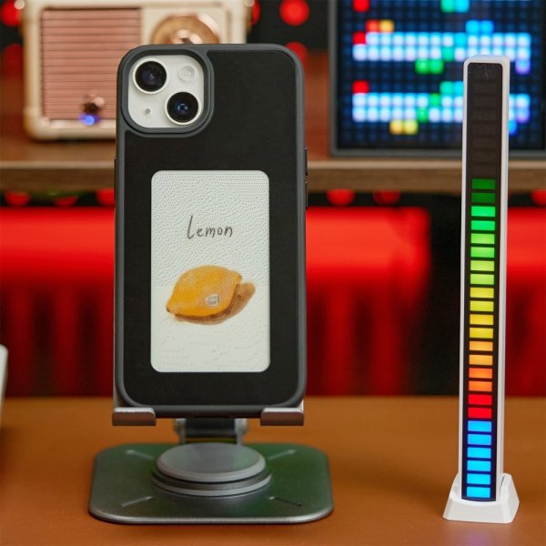 iPhone 13/iPhone 14 Cover med Indbygget Display E Ink Case Sort