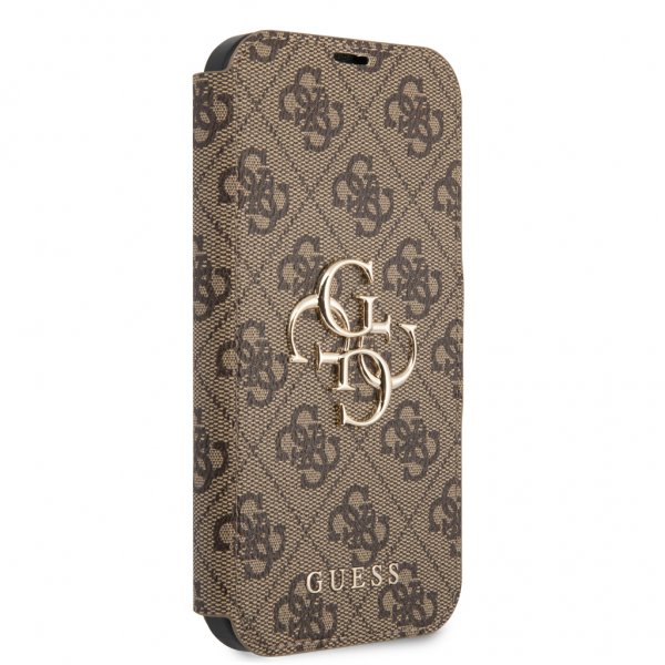 Guess iPhone 13 Mini Cover Metal Logo Brun