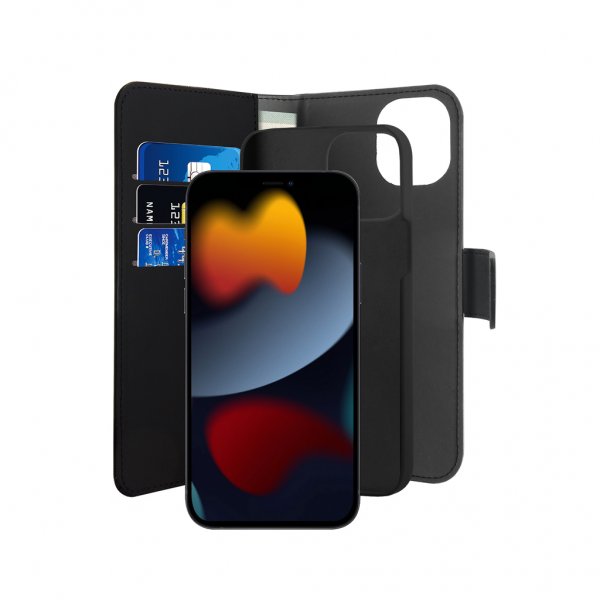 Puro iPhone 13 Mini Cover Wallet Detachable 2-i-1 Sort