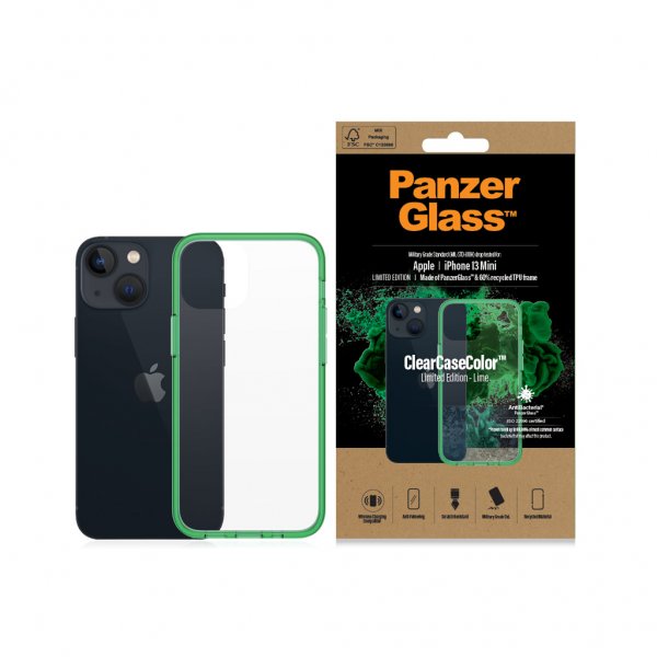 PanzerGlass iPhone 13 Mini Cover ClearCase Color Lime