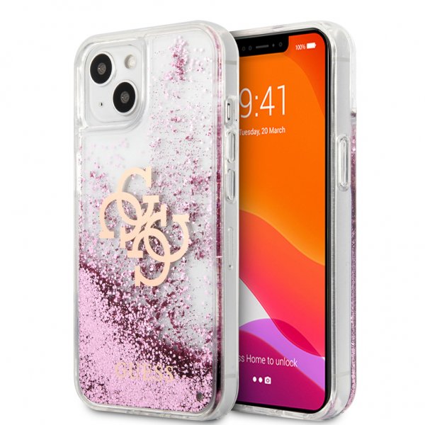 Guess iPhone 13 Mini Cover Liquid Glitter Rosa