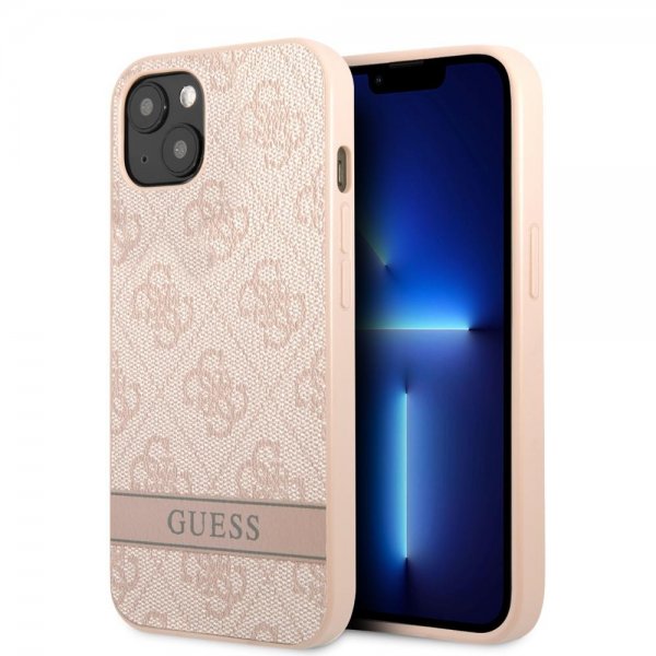 Guess iPhone 13 Mini Cover Printed Stripe Bottom Rosa