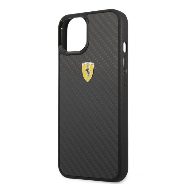 Ferrari iPhone 13 Mini Cover Real Carbon Metal Logo Sort