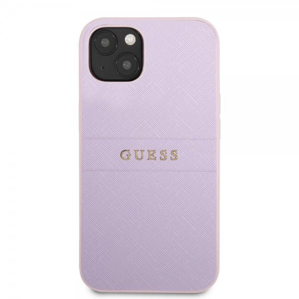 Guess iPhone 13 Mini Cover Saffiano Metal Logo Lilla