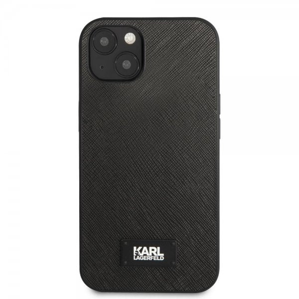 Karl Lagerfeld iPhone 13 Mini Cover Saffiano Metal Plaque Sort