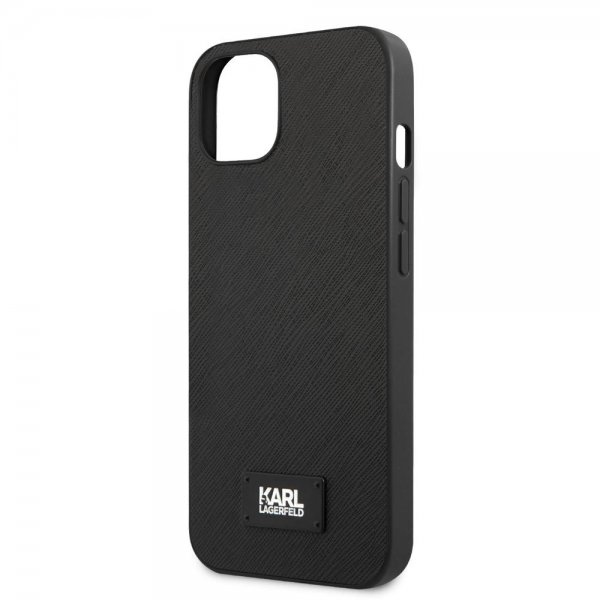 Karl Lagerfeld iPhone 13 Mini Cover Saffiano Metal Plaque Sort