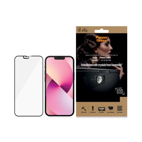 PanzerGlass iPhone 13 Mini Skærmbeskyttelse Edge-to-Edge Swarovski CamSlider