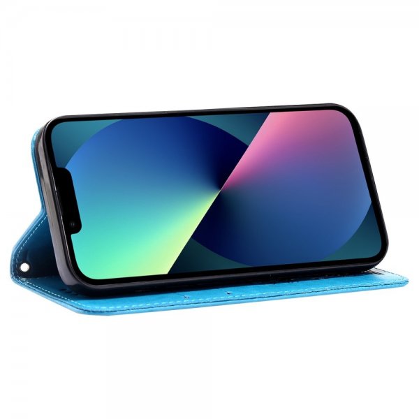 iPhone 13 Pro Etui Blomstret Mønster Blå