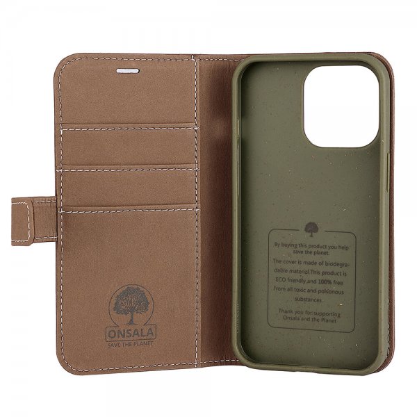 Onsala iPhone 13 Pro Etui ECO Wallet Brun