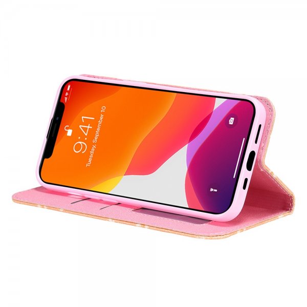 iPhone 13 Pro Cover Glitter Blomstermønster Orange