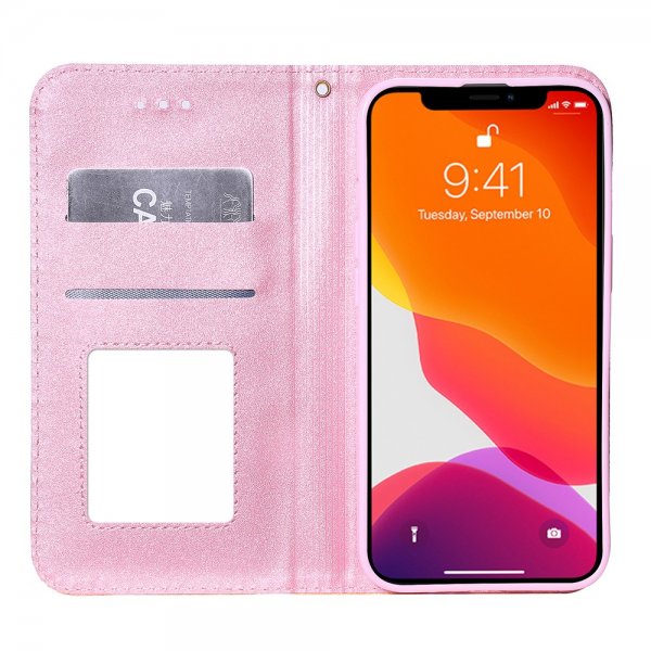 iPhone 13 Pro Cover Glitter Blomstermønster Orange