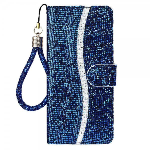 iPhone 13 Pro Cover Glitter Stripe Blå