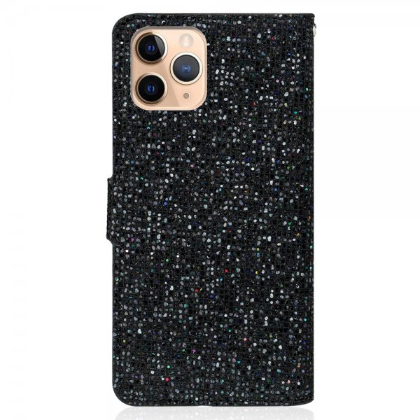 iPhone 13 Pro Cover Glitter Stribe Sort