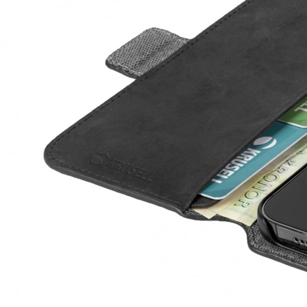 Krusell iPhone 13 Pro Etui Leather PhoneWallet Sort