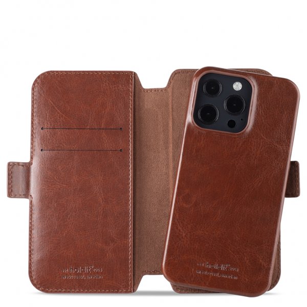 holdit iPhone 13 Pro Etui Wallet Case Magnet Berlin Dark Brown