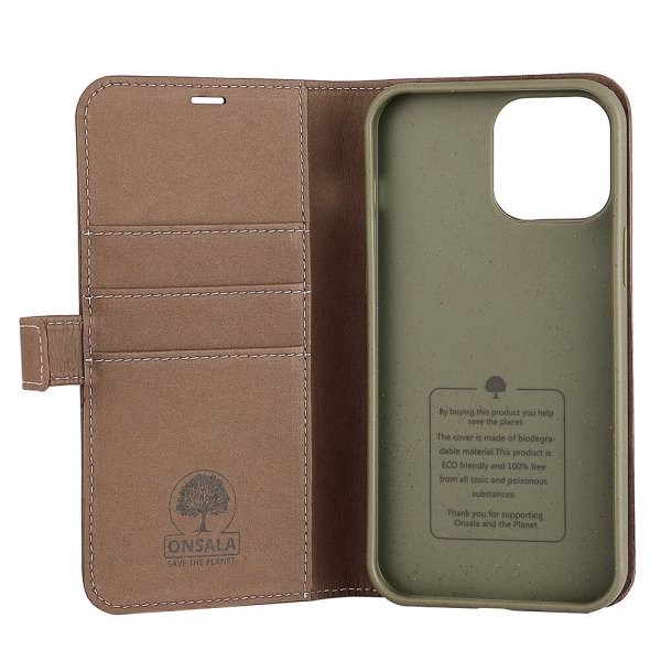 Onsala iPhone 13 Pro Max Cover ECO Wallet Brun