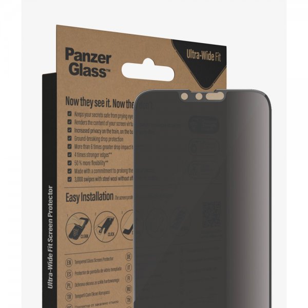 PanzerGlass iPhone 13 Pro Max/iPhone 14 Plus Skærmbeskyttelse Ultra-Wide Fit Privacy EasyAligner