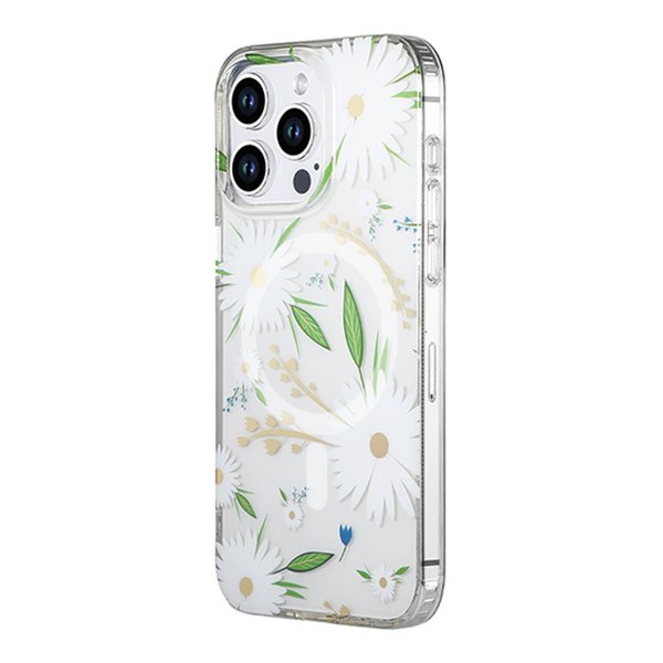 iPhone 13 Pro Max Cover Blomstermønster MagSafe Hvid