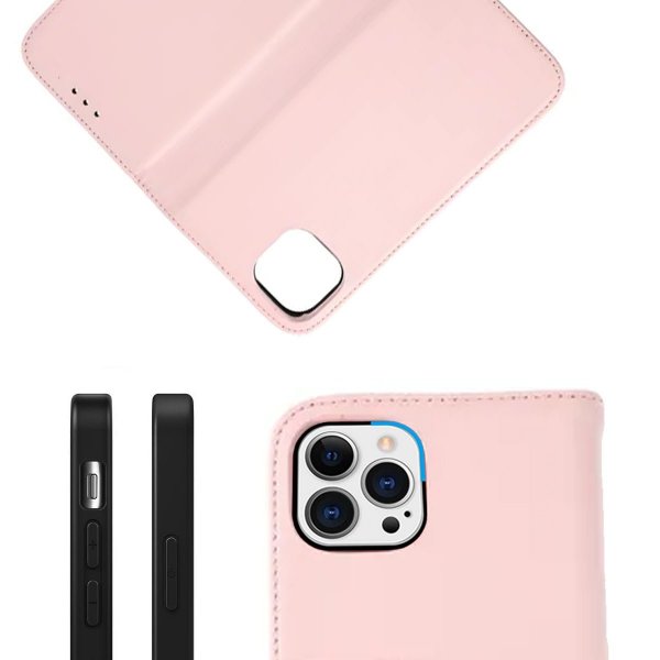 Rvelon iPhone 13 Pro Max Cover Ægte Læder Rosa