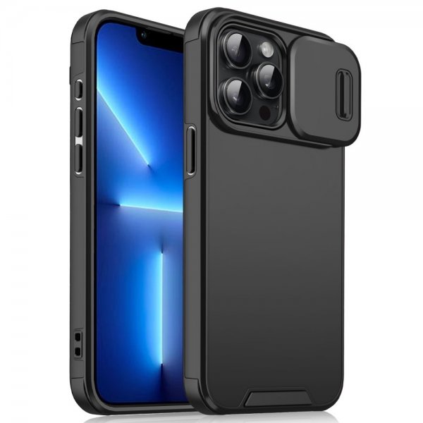 iPhone 13 Pro Max Cover med Kameraglider Sort