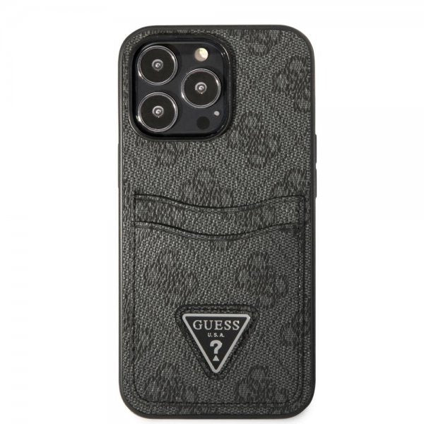 Guess iPhone 13 Pro Max Cover Double Cardslot Metal Triangle Sort