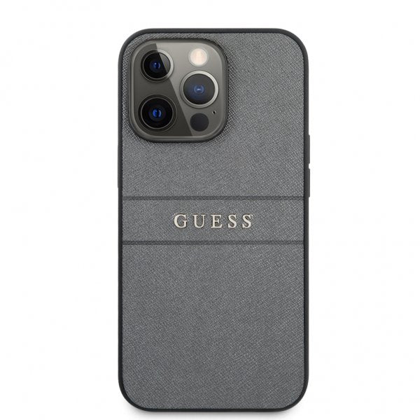 Guess iPhone 13 Pro Max Cover Hot Stamp Metal Logo Grå