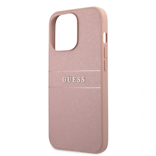Guess iPhone 13 Pro Max Cover Hot Stamp Metal Logo Rosa
