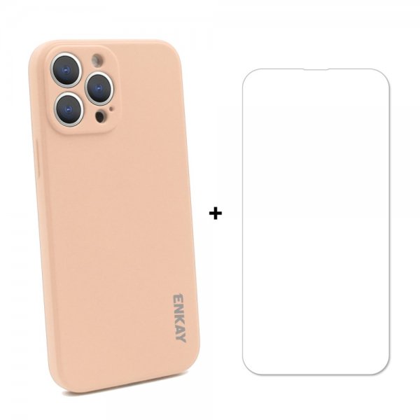 Enkay iPhone 13 Pro Max Cover i Silikone med Skærmbeskyttelse Lyslilla