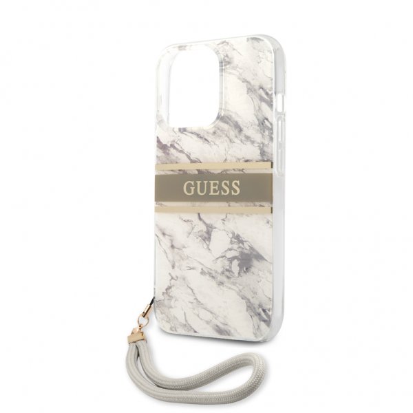 Guess iPhone 13 Pro Max Cover Marble Design Stripe Grå