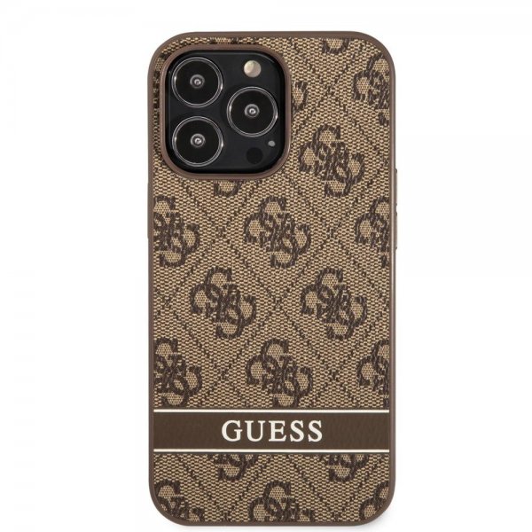 Guess iPhone 13 Pro Max Cover Printed Stripe Bottom Brun