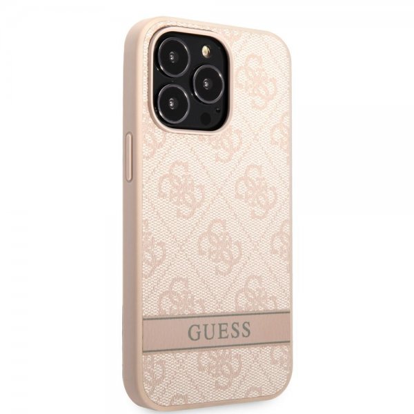 Guess iPhone 13 Pro Max Cover Printed Stripe Bottom Rosa