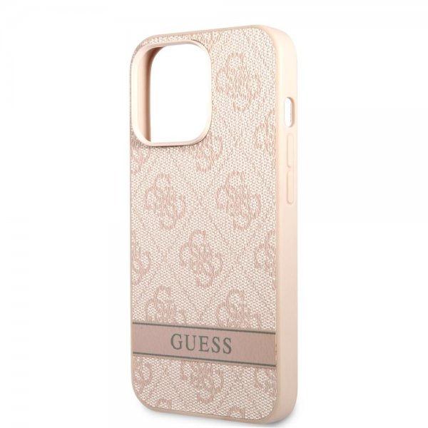 Guess iPhone 13 Pro Max Cover Printed Stripe Bottom Rosa