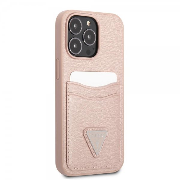 Guess iPhone 13 Pro Max Cover Saffiano Double Cardslot Rosa