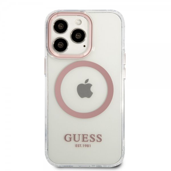 Guess iPhone 13 Pro Max Cover Transparent MagSafe Pink Transparent