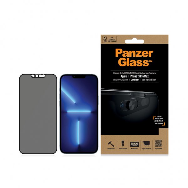PanzerGlass iPhone 13 Pro Max Skærmbeskyttelse Edge-to-Edge CamSlider Privacy