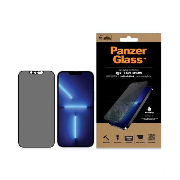 PanzerGlass iPhone 13 Pro Max Skærmbeskyttelse Edge-to-Edge Case Friendly Privacy