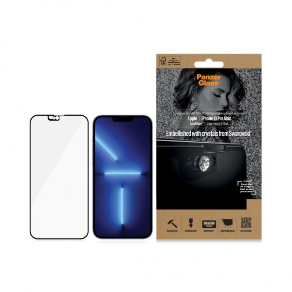 PanzerGlass iPhone 13 Pro Max Skærmbeskyttelse Edge-to-Edge Swarovski CamSlider