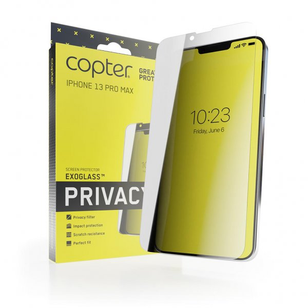 Copter iPhone 13 Pro Max Skærmbeskyttelse Exoglass Flat Privacy