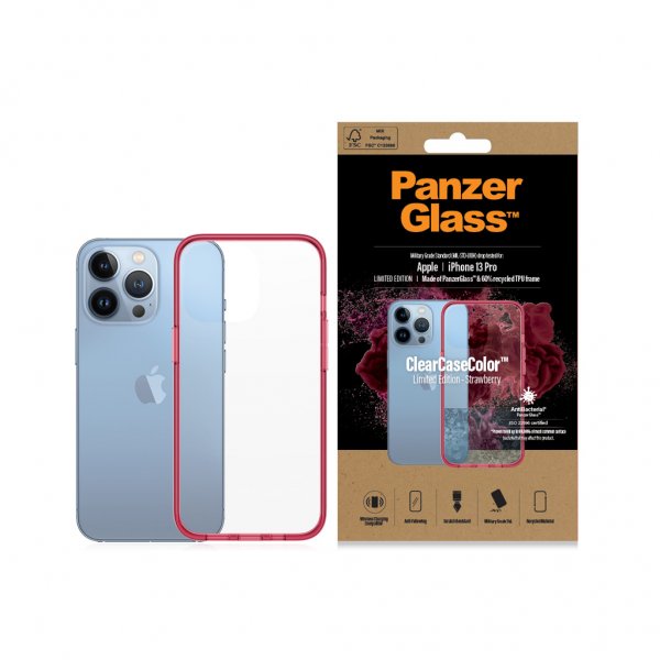 PanzerGlass iPhone 13 Pro Skal ClearCase Color Strawberry