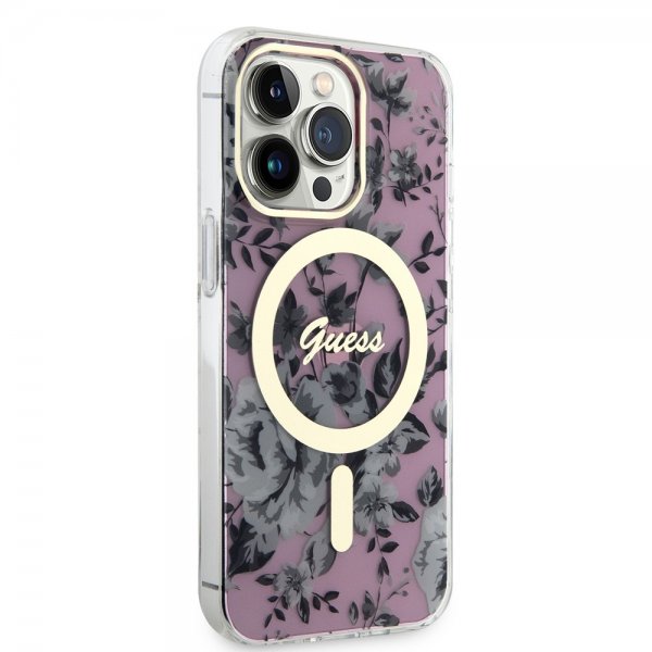 Guess iPhone 13 Pro Cover Flower MagSafe Rosa