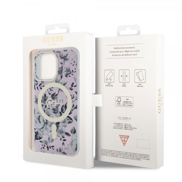 Guess iPhone 13 Pro Cover Flower MagSafe Rosa