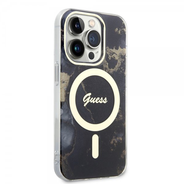 Guess iPhone 13 Pro Cover Golden Marble MagSafe Sort