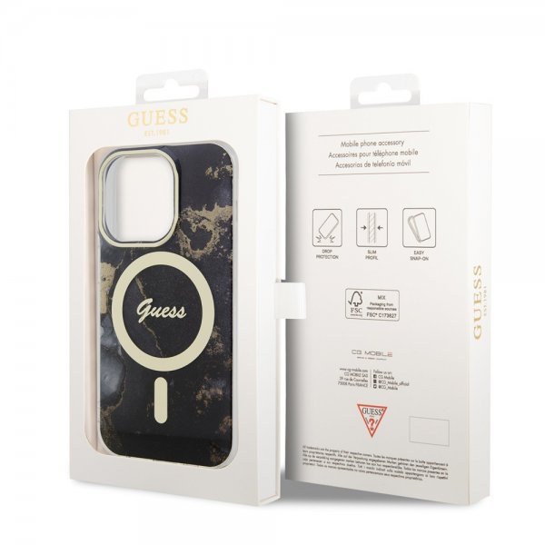 Guess iPhone 13 Pro Cover Golden Marble MagSafe Sort