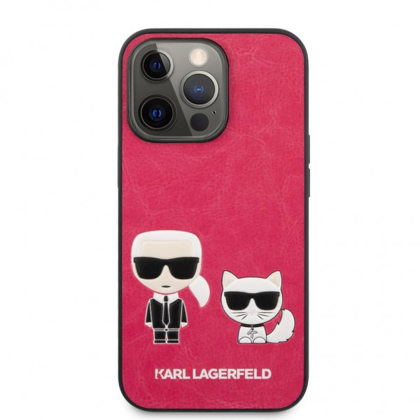 Karl Lagerfeld iPhone 13 Pro Cover Karl & Choupette Embossed Fuschia
