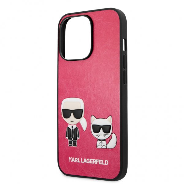 Karl Lagerfeld iPhone 13 Pro Cover Karl & Choupette Embossed Fuschia