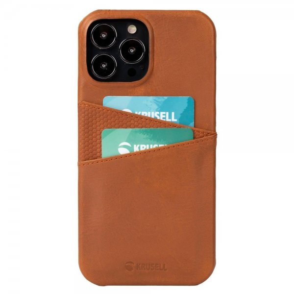 Krusell iPhone 13 Pro Cover Leather CardCover Cognac Brun